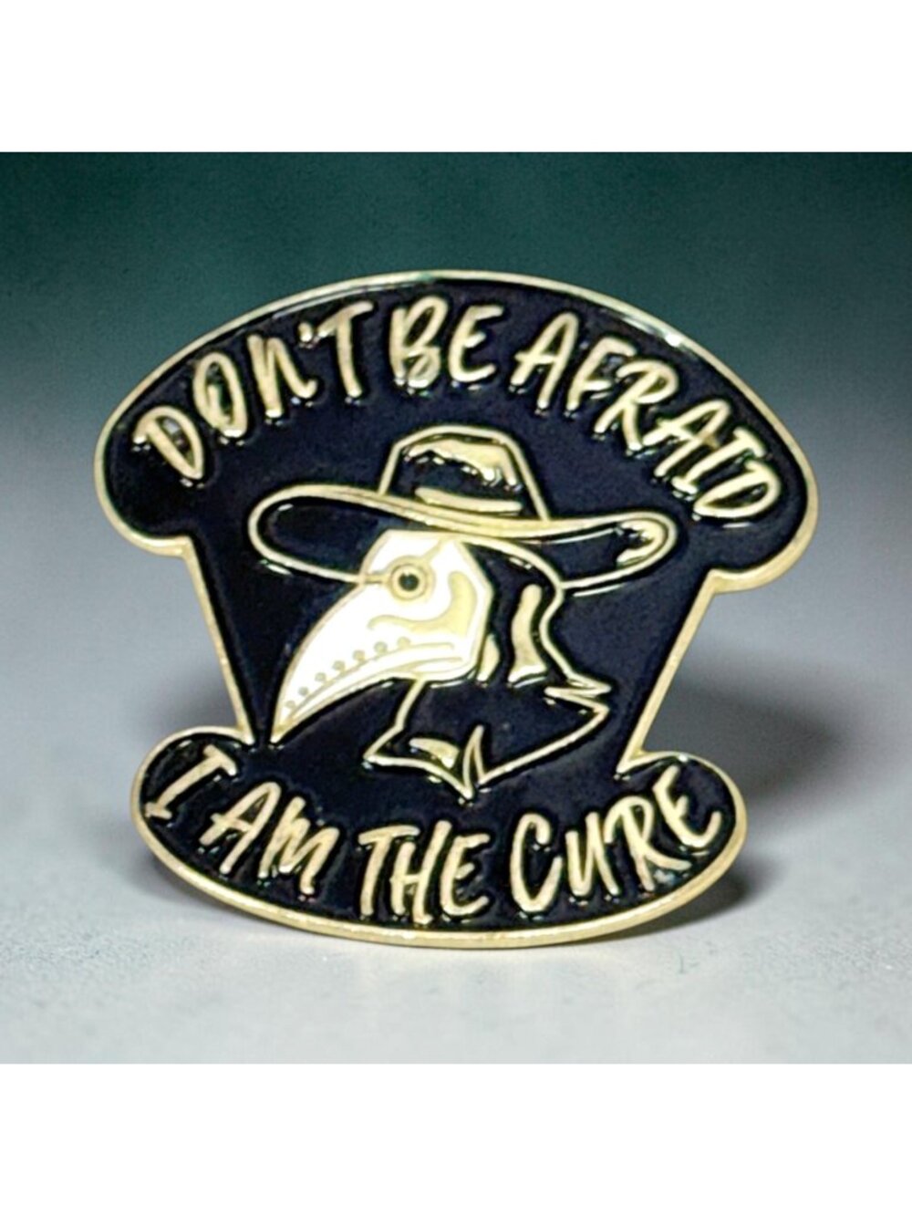 Dont Be Afraid I Am The Cure Plague Doctor Gold Tone Enamel Pin Punk Gothic